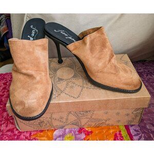 FREE PEOPLE Leila Heeled Mule Cognac Suede Women Size 10 NEW IN BOX $196